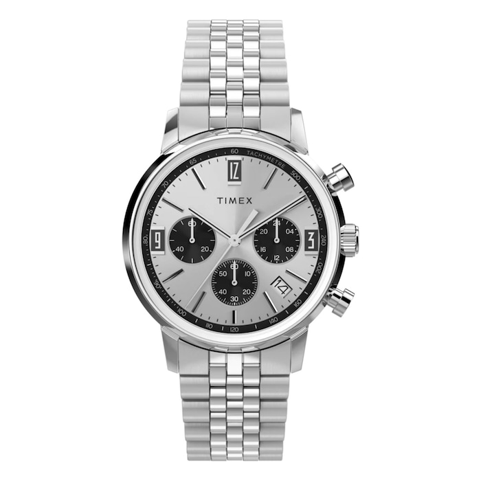 Timex Marlin Chronograph Tachymeter 40mm Mens Watch Silver