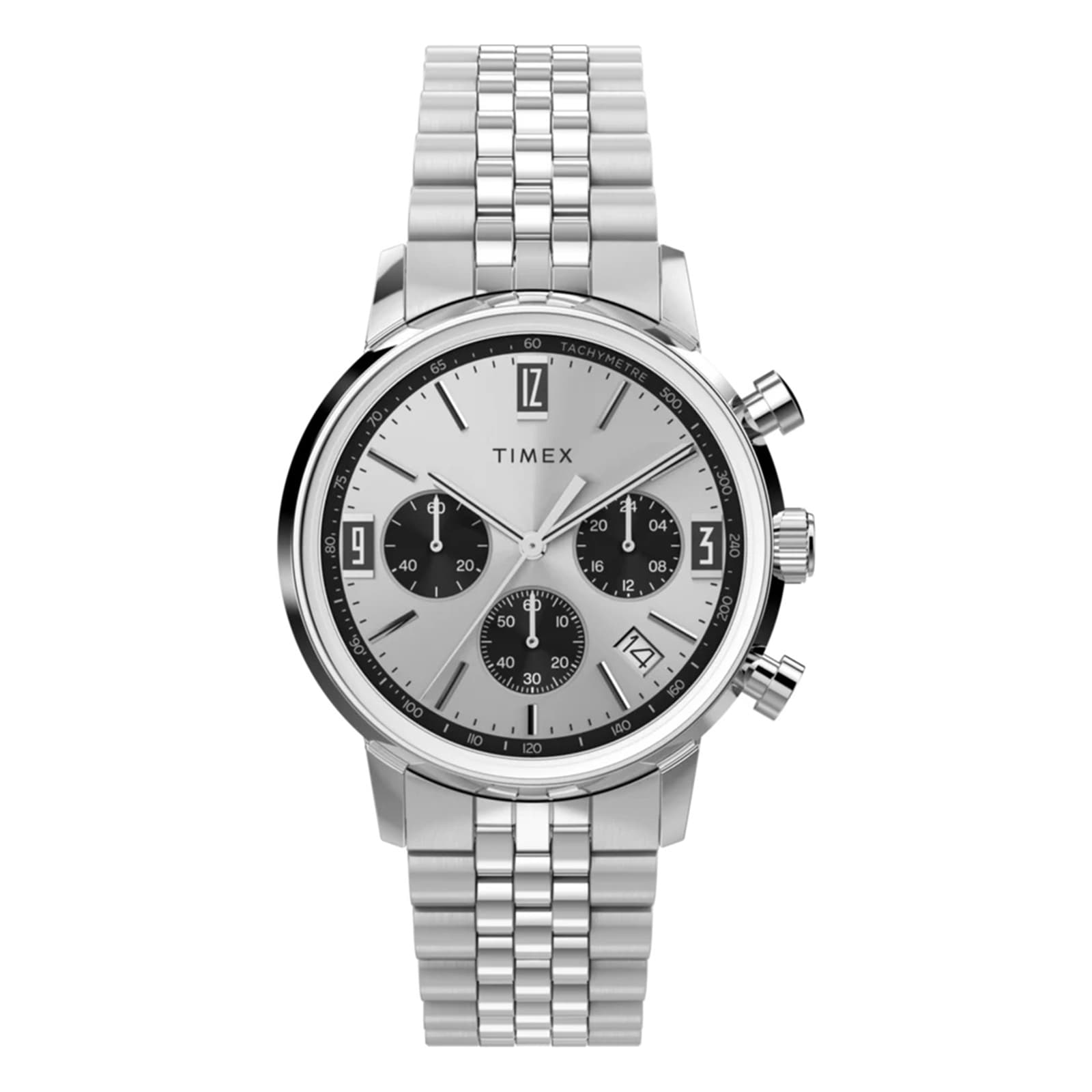 Timex Marlin Chronograph Tachymeter 40mm Mens Watch Silver