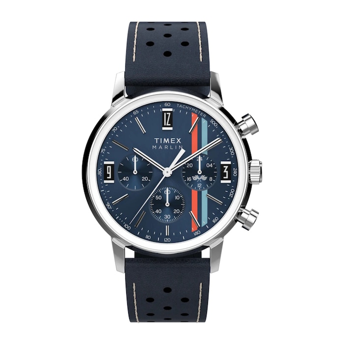 Timex Marlin Chronograph Tachymeter 40mm Mens Watch Blue