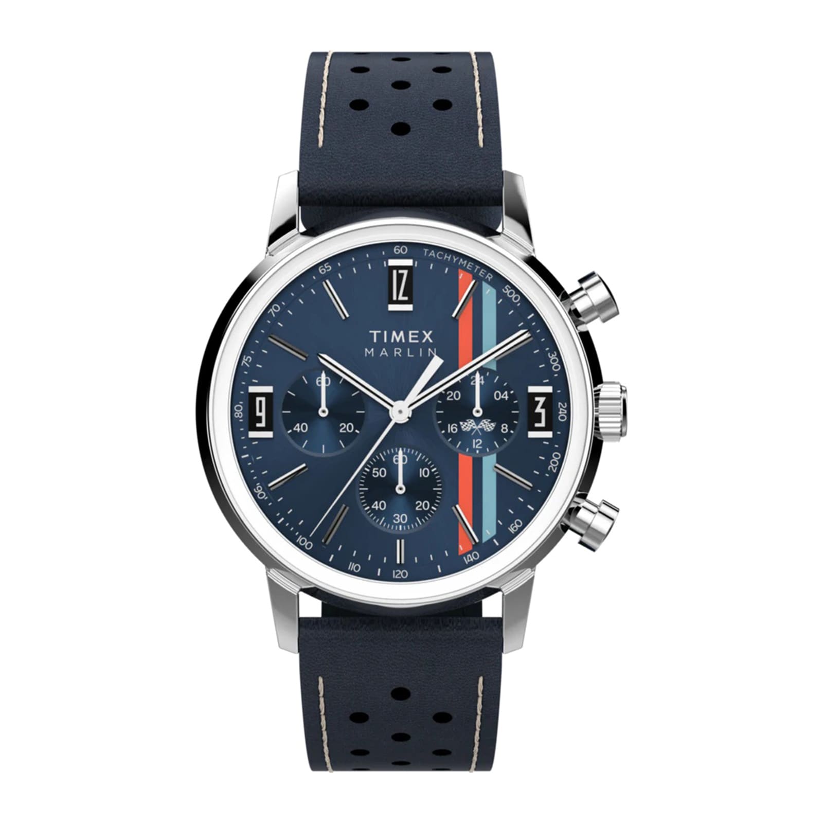 Timex Marlin Chronograph Tachymeter 40mm Mens Watch Blue