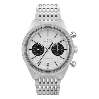 Timex Marlin Jet Quartz Chronograph 40mm Mens Watch Silver