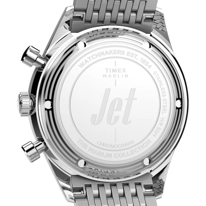 Timex Marlin Jet Quartz Chronograph 40mm Mens Watch Silver