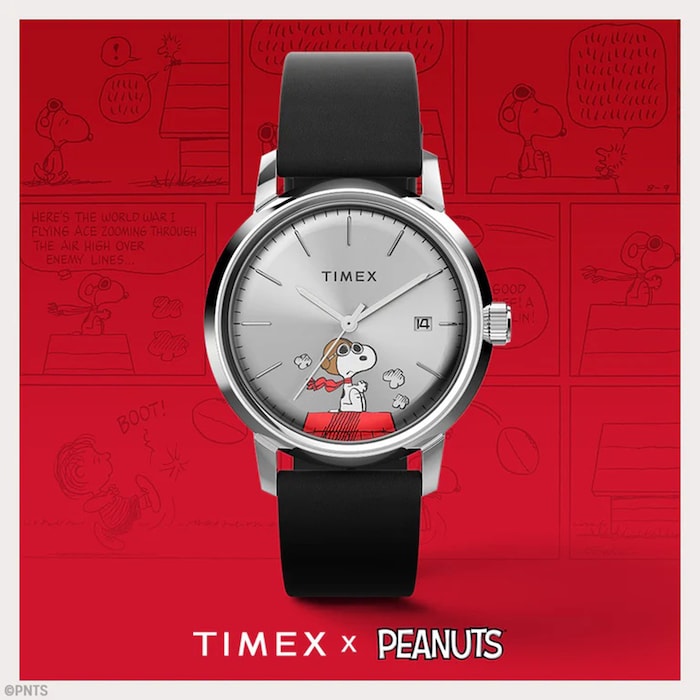 Timex Timex Marlin Automatic x Peanuts Snoopy Flying Ace 40mm Mens Watch Silver
