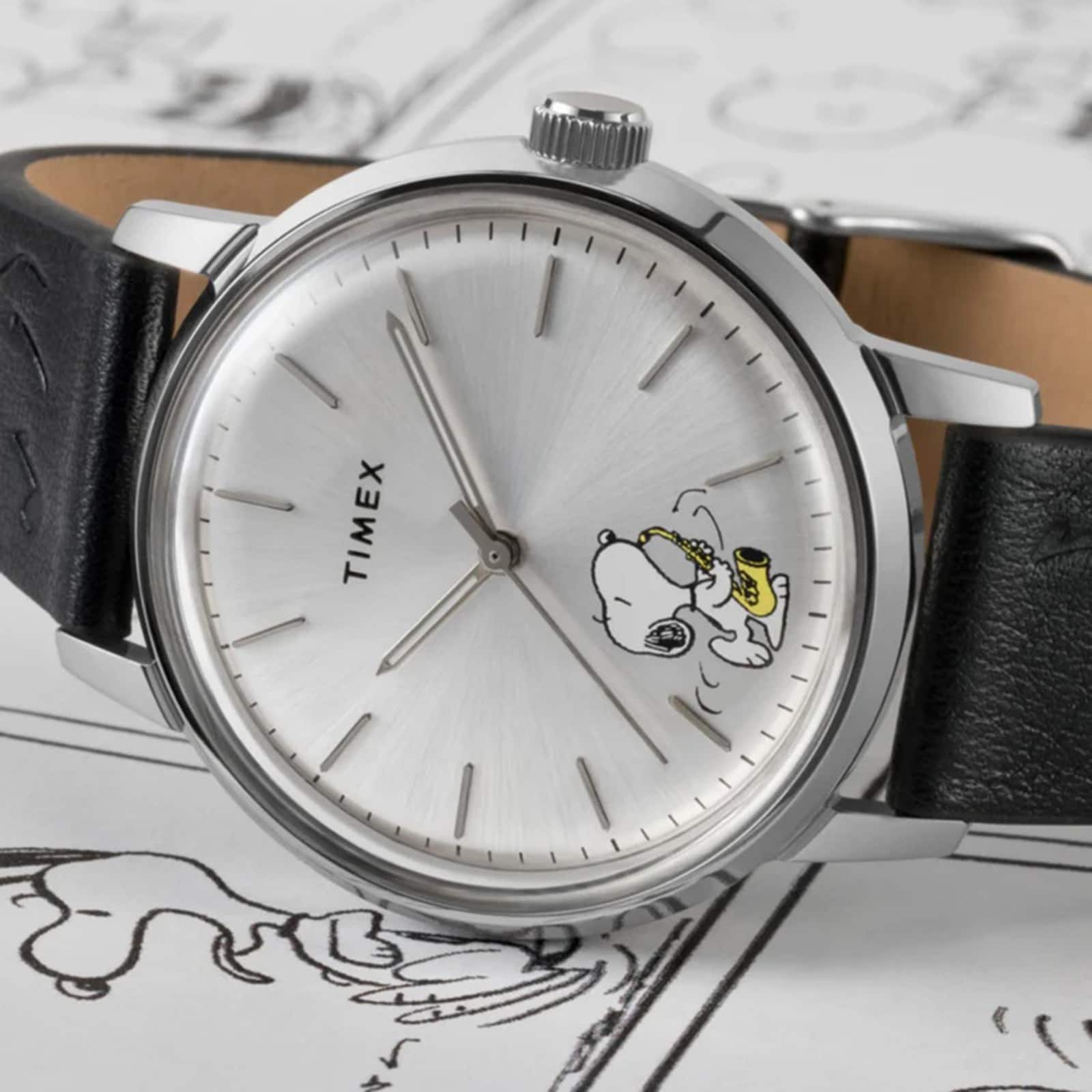 Timex Timex x Peanuts Marlin Automatic Saxophonist 40mm Mens Watch Silver