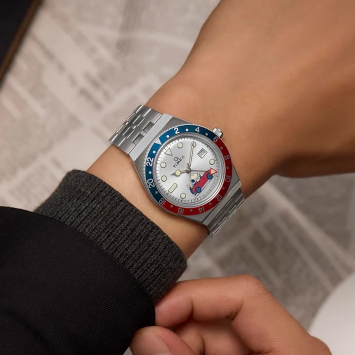 Timex Timex x Peanuts Q Timex GMT 38mm Mens Silver