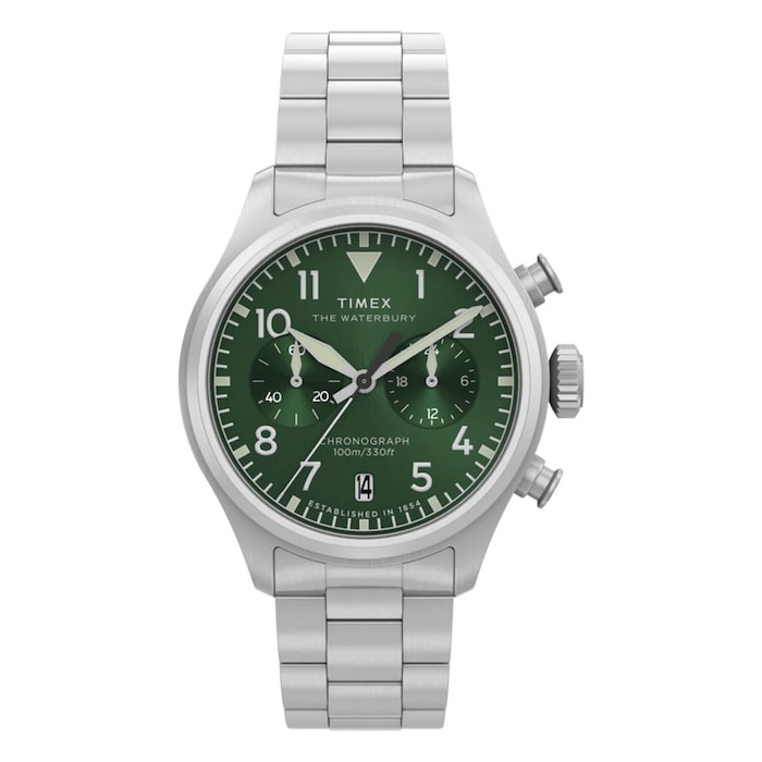 Timex Waterbury Ace Chronograph 41mm Mens Watch Green