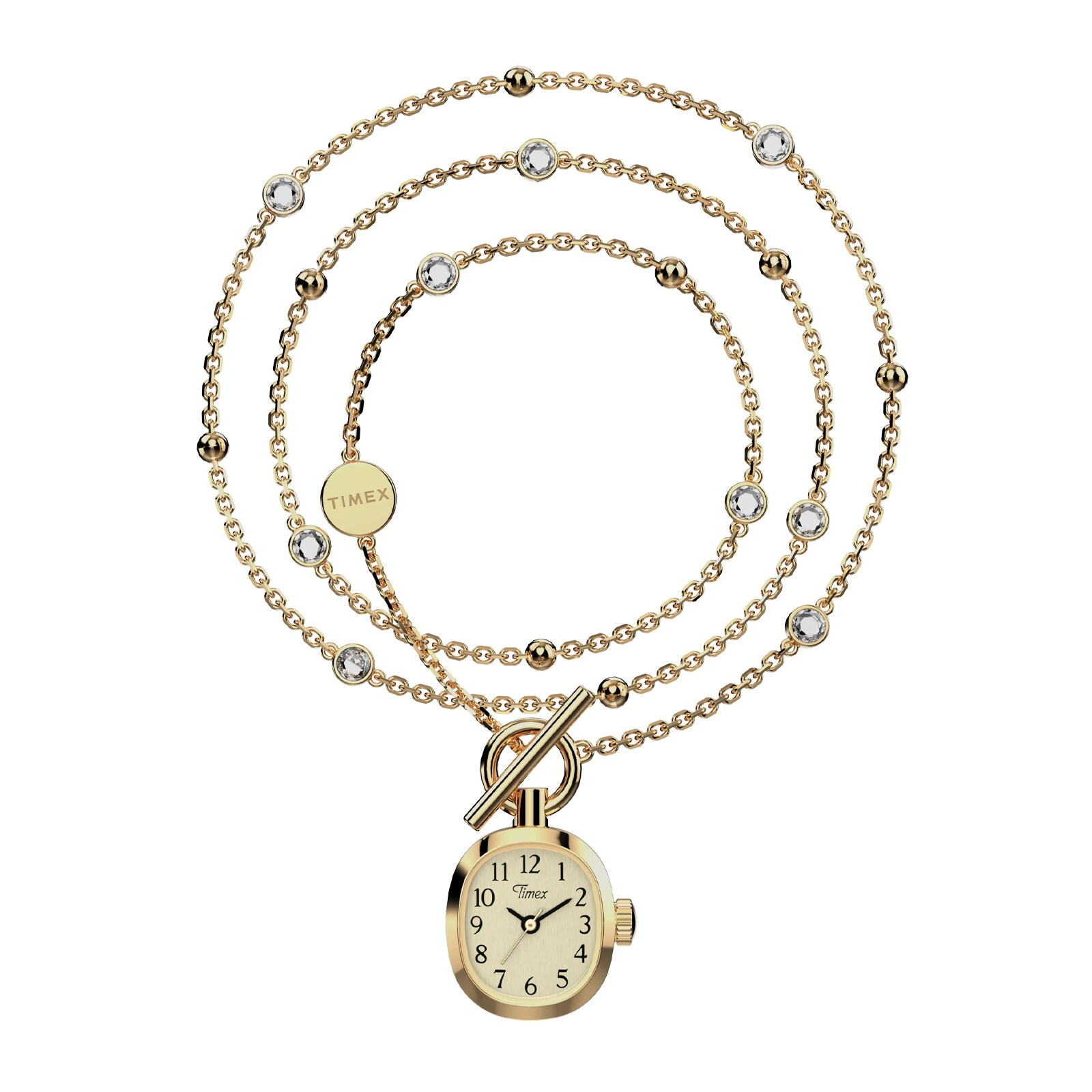 Timex Cavatina Mini Necklace 17mm Ladies Watches Champagne