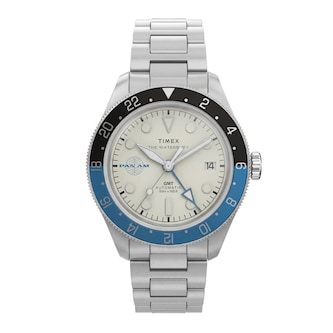 Timex Pan Am x Timex Waterbury Automatic GMT 41.5mm Mens Watches White