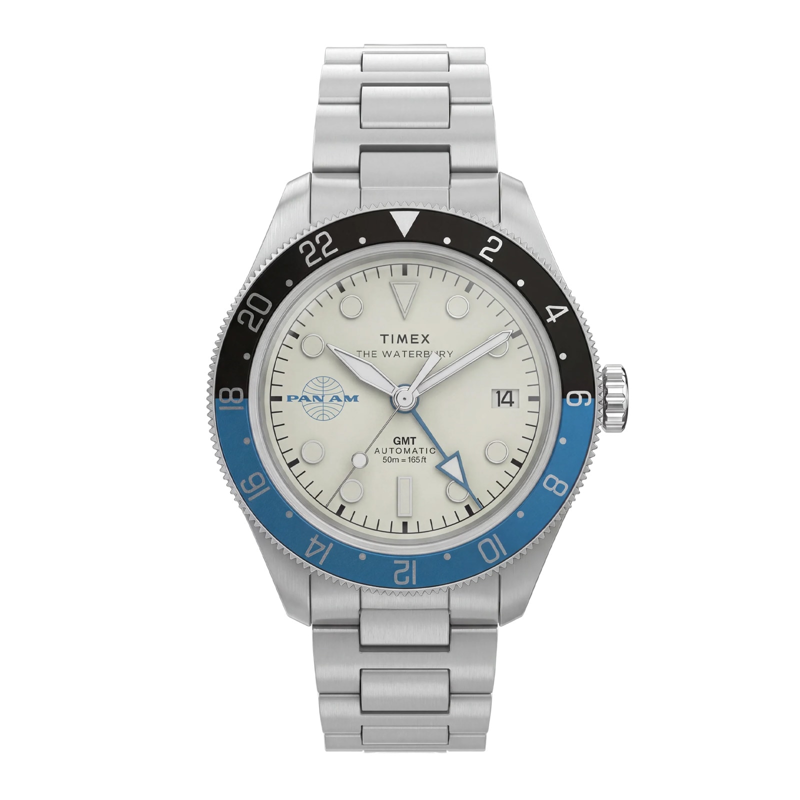 Timex Pan Am x Timex Waterbury Automatic GMT 41.5mm Mens Watches White