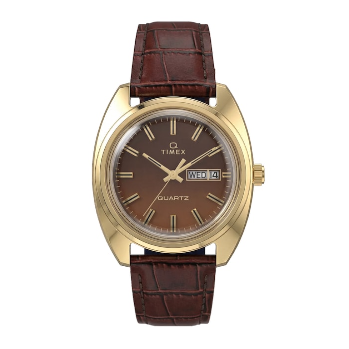 Timex 1976 Day Date Fume Reissue Inspired 37mm Mens Watches Brown