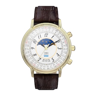 Timex 1990 Moon Phase And Calendar Dial Reissue 37mm Mens Watches White