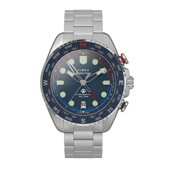 Timex Expedition Tide Compass IQ 43mm Mens Watches Blue