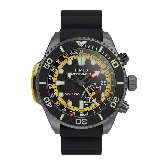 Timex Deep Water IQ Depth Gauge 300 46mm Mens Watches Black