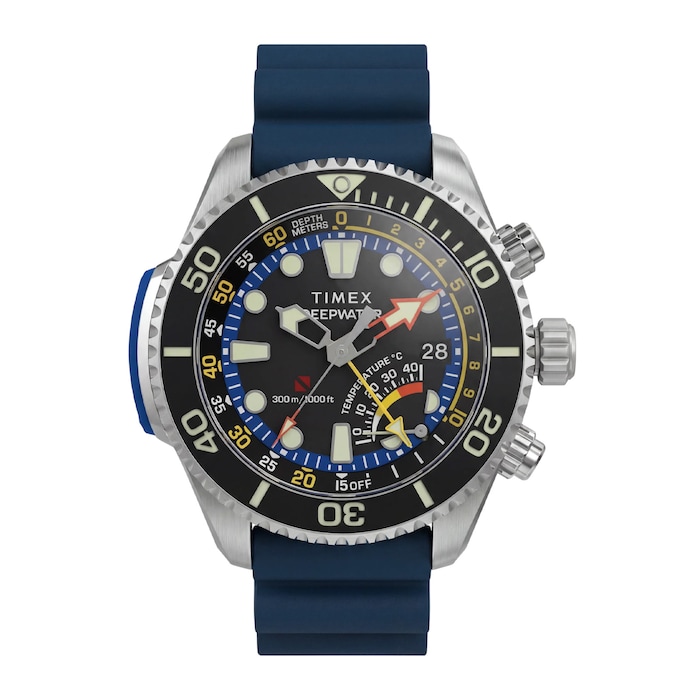 Timex Deep Water IQ Depth Gauge 300 46mm Mens Watches Black