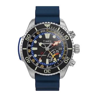 Timex Deep Water IQ Depth Gauge 300 46mm Mens Watches Black