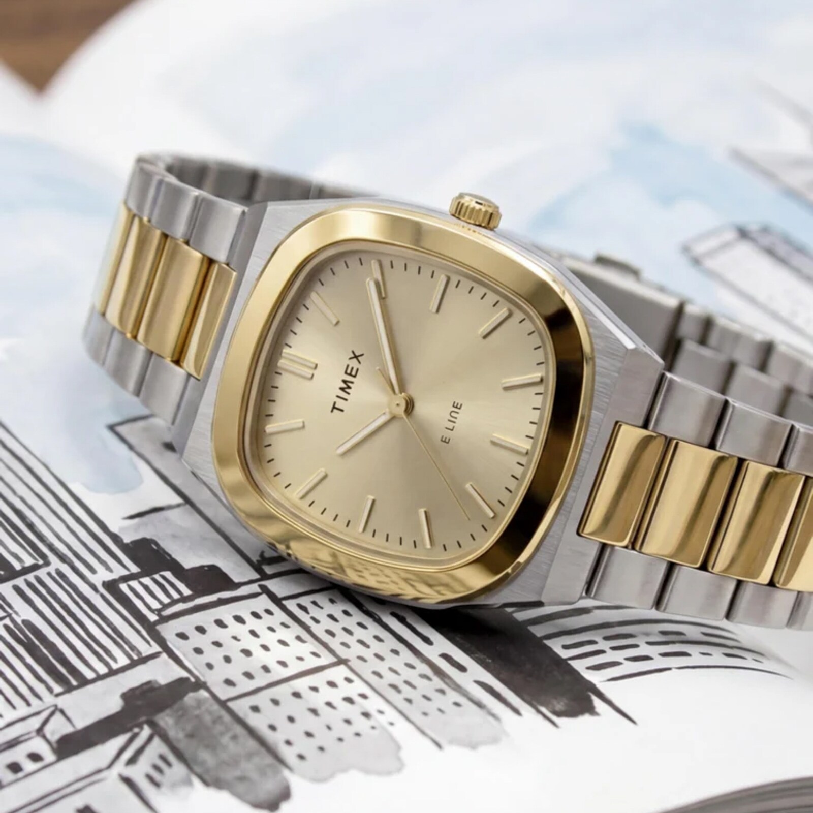 Timex E Line 30mm Ladies Watch Champagne