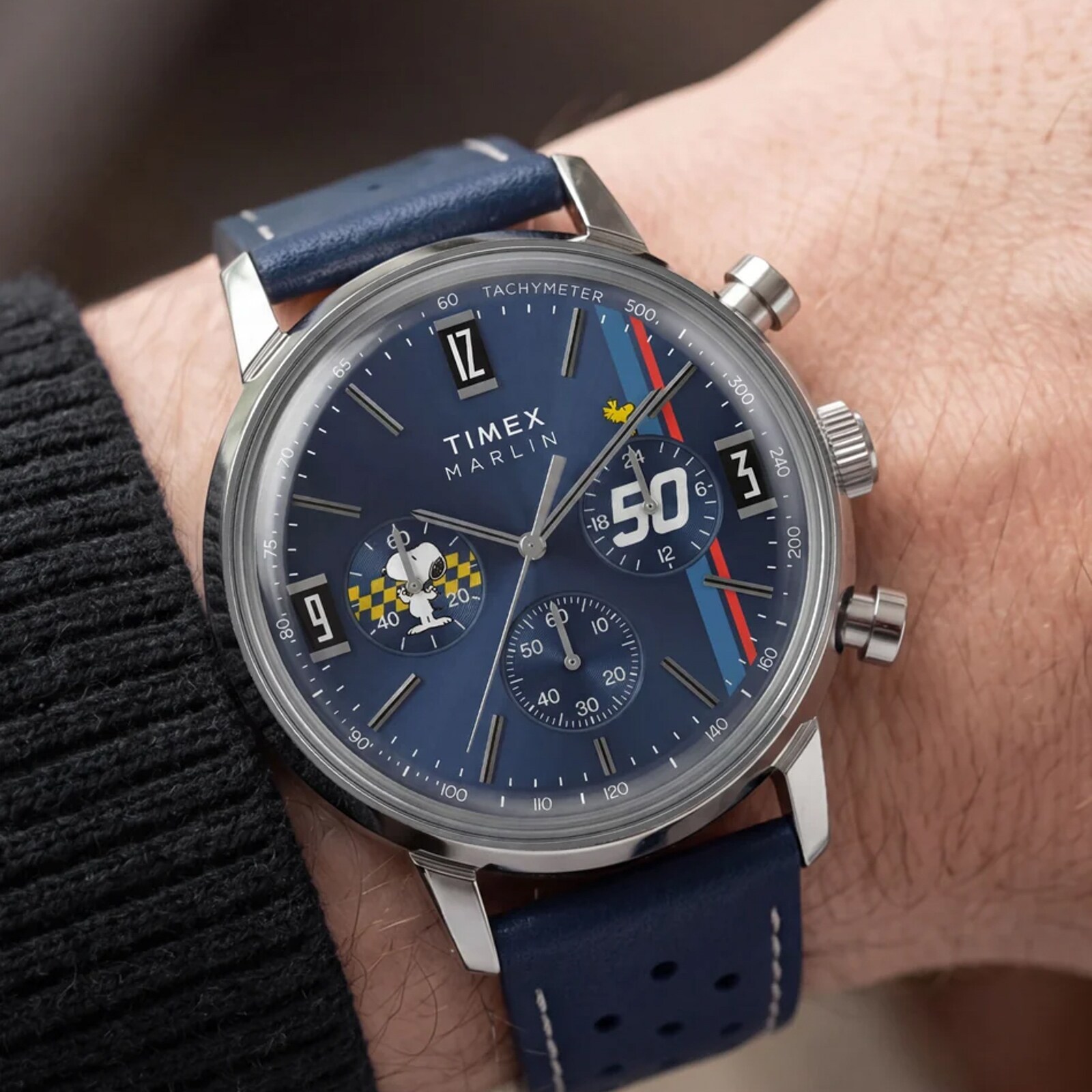 Timex Peanuts x Timex Marlin Chronograph 40mm Mens Watches Blue