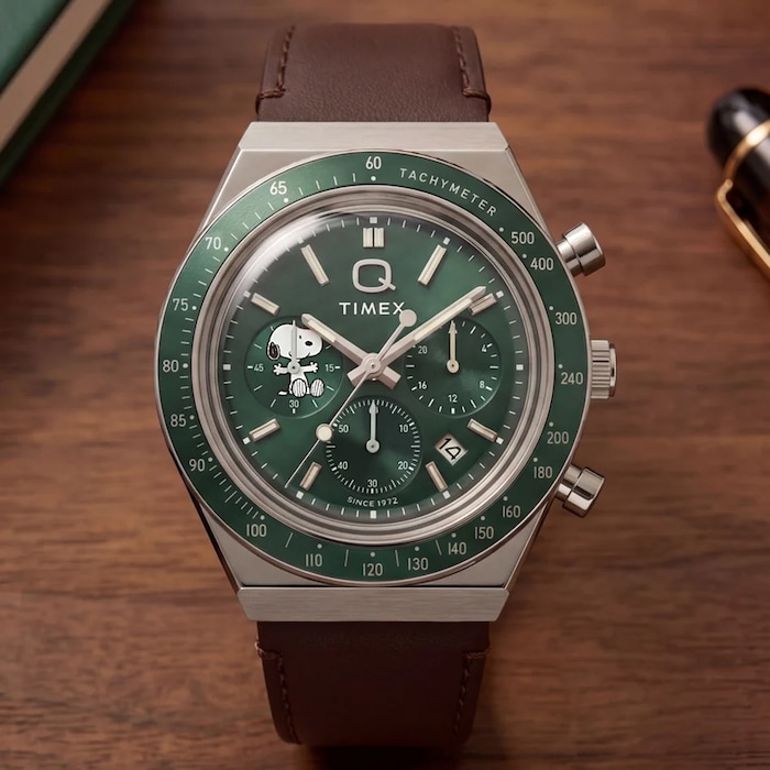 Timex Peanuts x Q Timex Chronograph 40mm Mens Watches Green