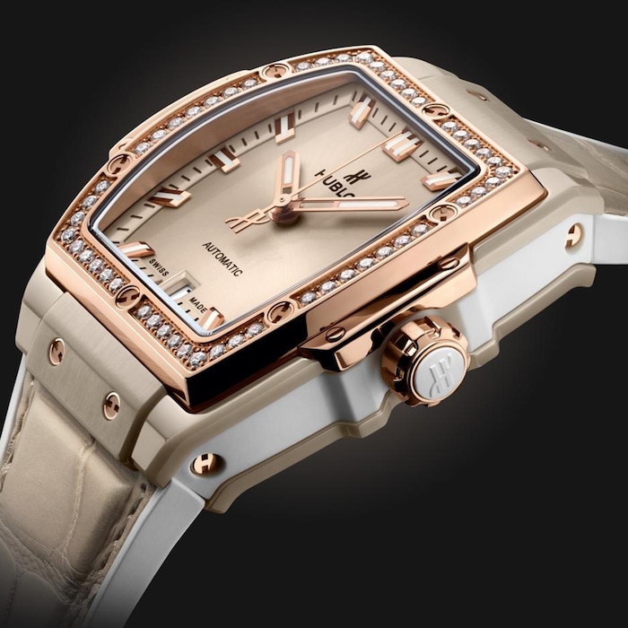 Hublot Spirit Of Big Bang Beige Ceramic King Gold Diamonds 39mm Watch