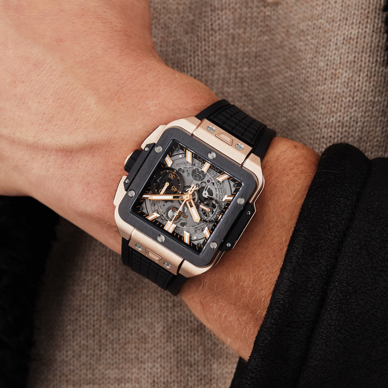 Hublot Square Bang Unico King Gold Ceramic 42mm Mens Watch