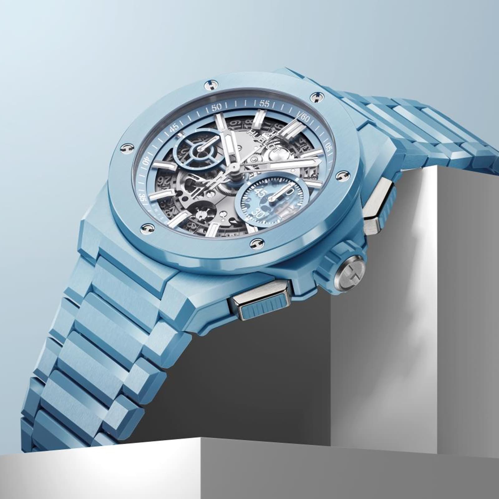 Hublot Big Bang Integrated Sky Blue Ceramic 42mm Mens Watch