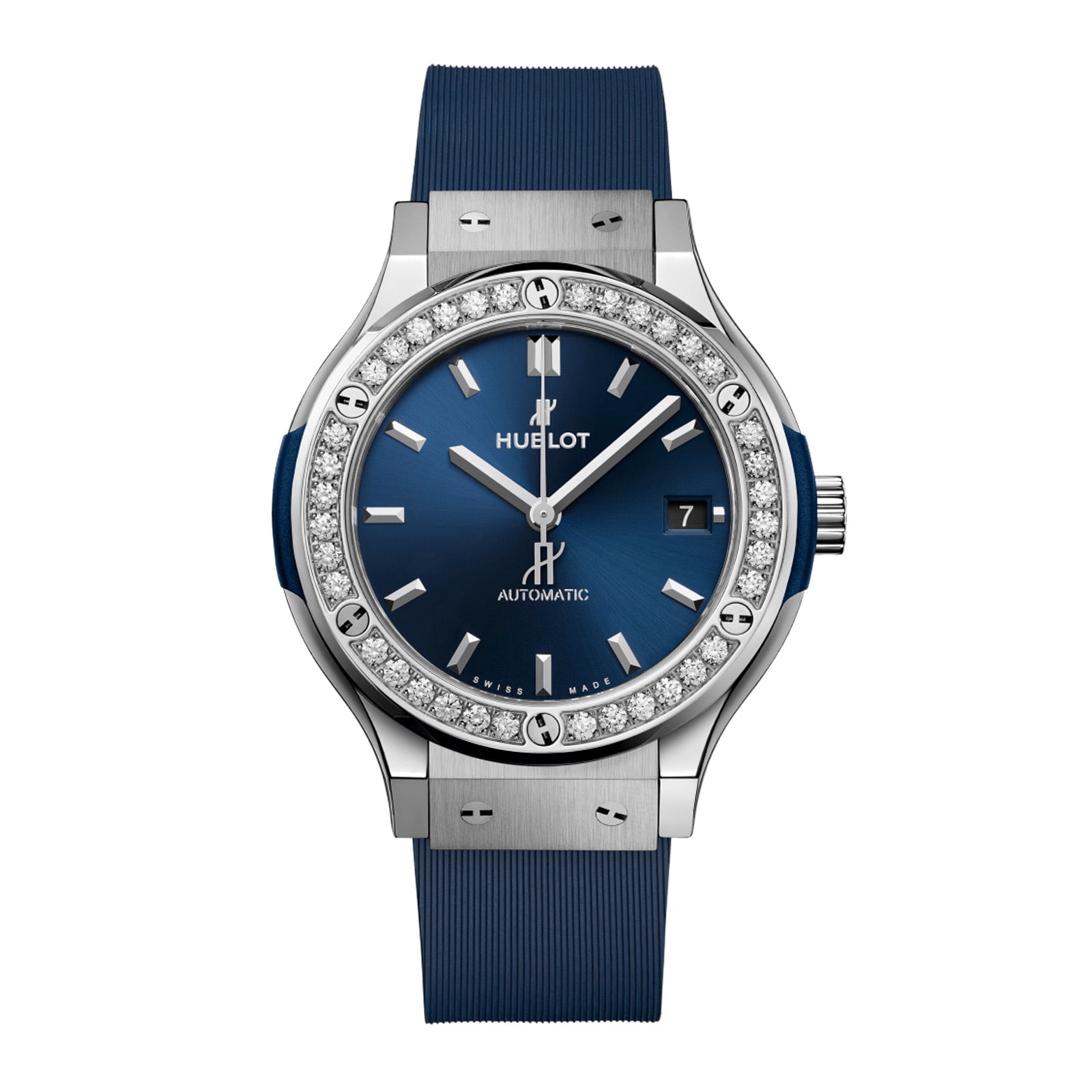 Hublot Classic Fusion Titanium Blue Diamonds 38mm Ladies Watch