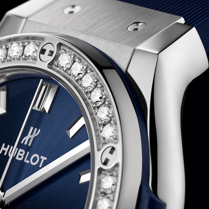 Hublot Classic Fusion Titanium Blue Diamonds 38mm Ladies Watch