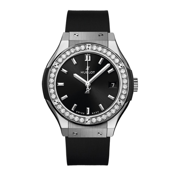Hublot Classic Fusion Titanium Diamonds 33mm Ladies Watch Black