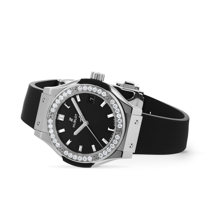 Hublot Classic Fusion Titanium Diamonds 33mm Ladies Watch Black