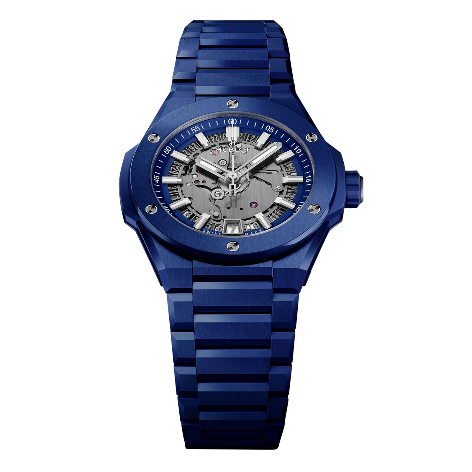 Hublot Big Bang Integrated Time Only Blue Indigo Ceramic 40mm Limited Edition Mens Watch Grey
