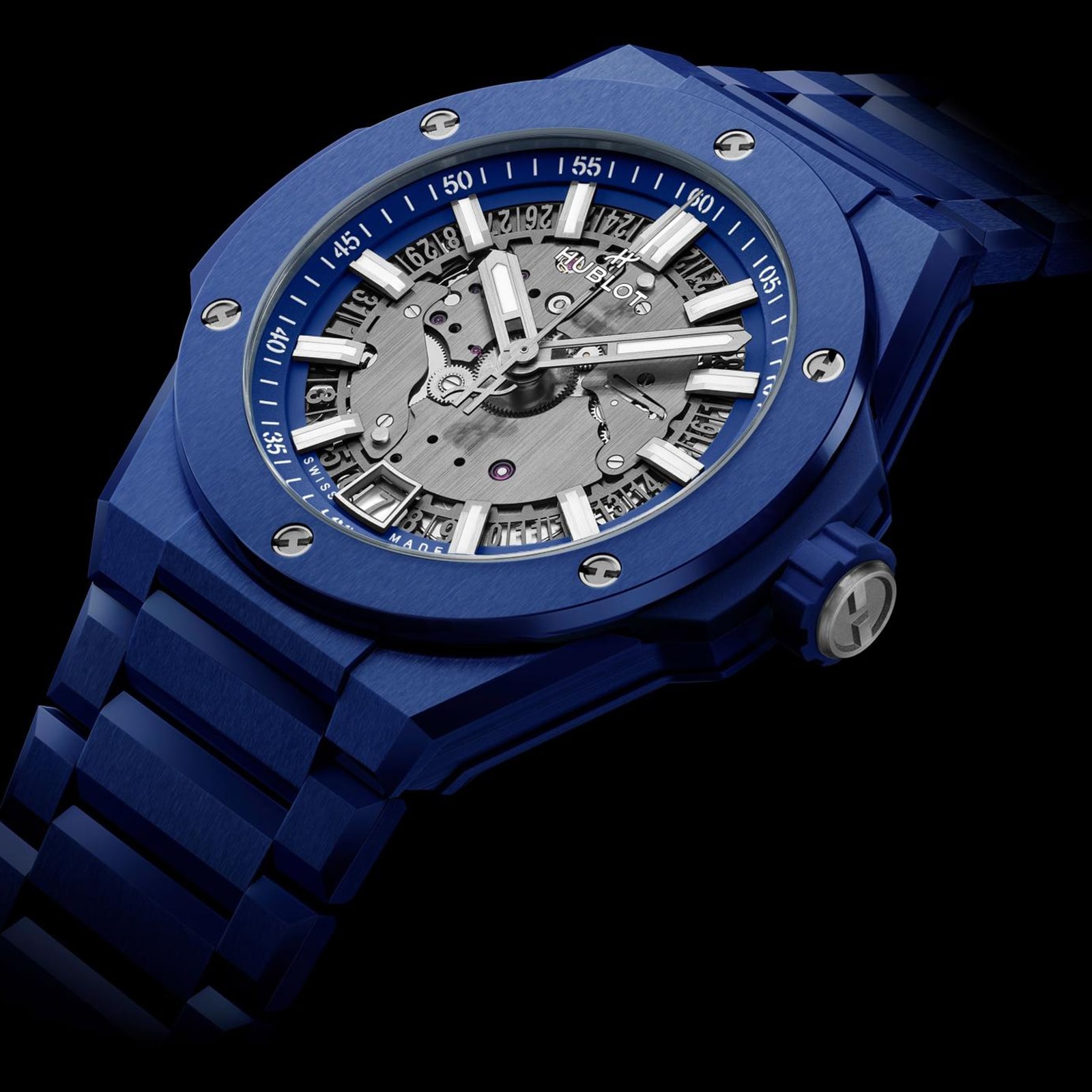 Hublot Big Bang Integrated Time Only Blue Indigo Ceramic 40mm Limited Edition Mens Watch Grey