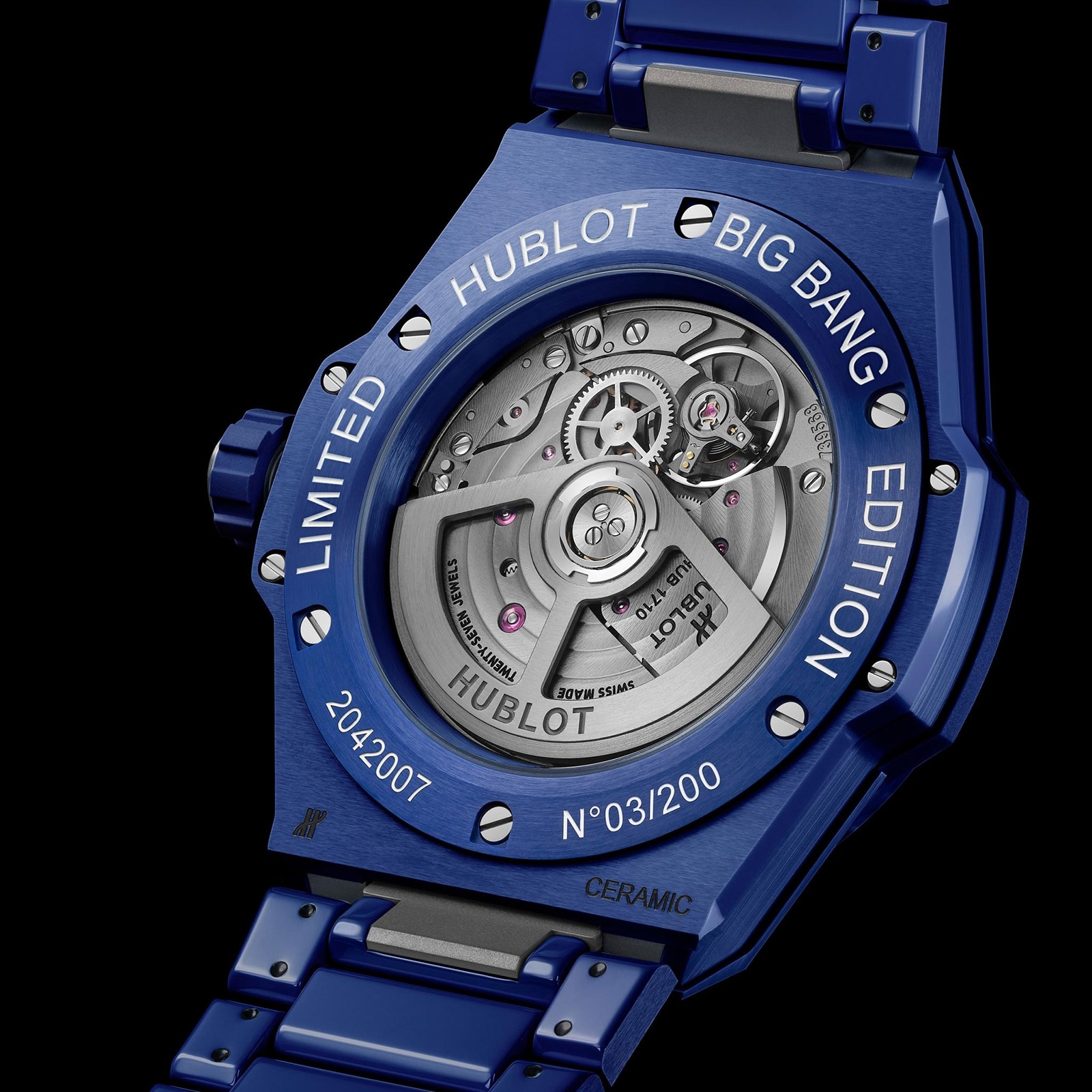 Hublot Big Bang Integrated Time Only Blue Indigo Ceramic 40mm Limited Edition Mens Watch Grey