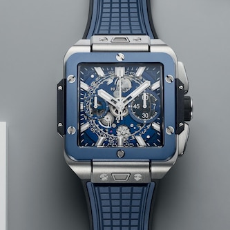 Hublot Square Bang Unico Titanium Blue Ceramic 42mm Mens Watch