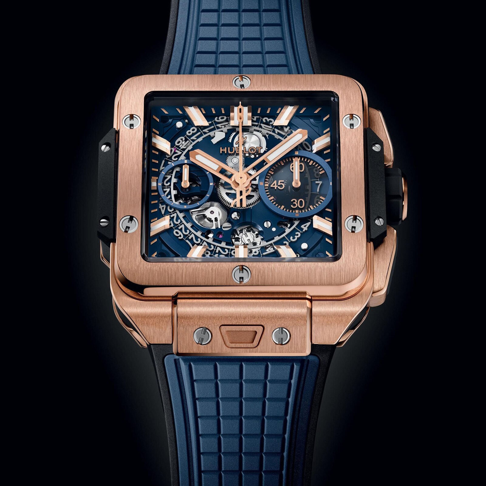 Hublot Square Bang Unico King Gold Blue 42mm Mens Watch