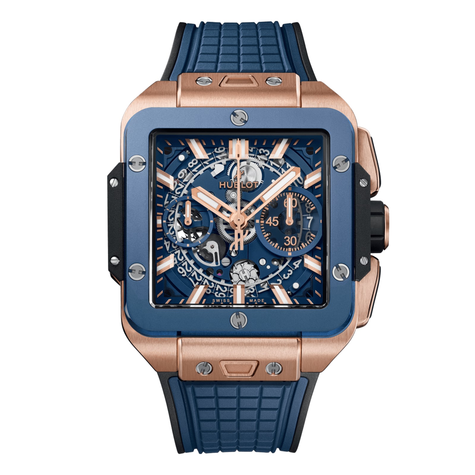 Hublot Square Bang Unico King Gold Blue Ceramic 42mm Mens Watch