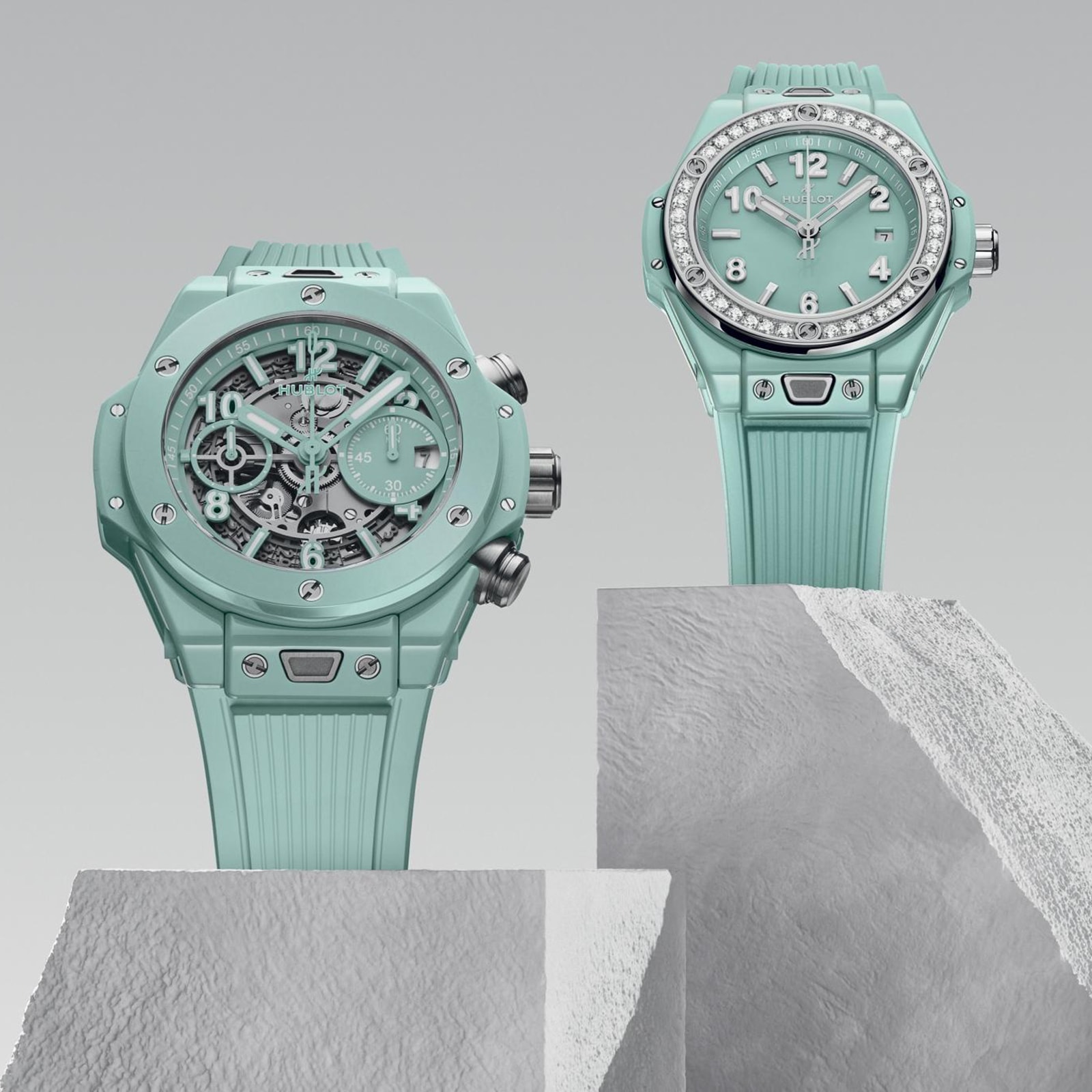 Hublot One Click Mint Green Ceramic Diamonds 33mm Hublot One Click Mint Green Ceramic Diamonds 33mm