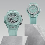 Hublot One Click Mint Green Ceramic Diamonds 33mm