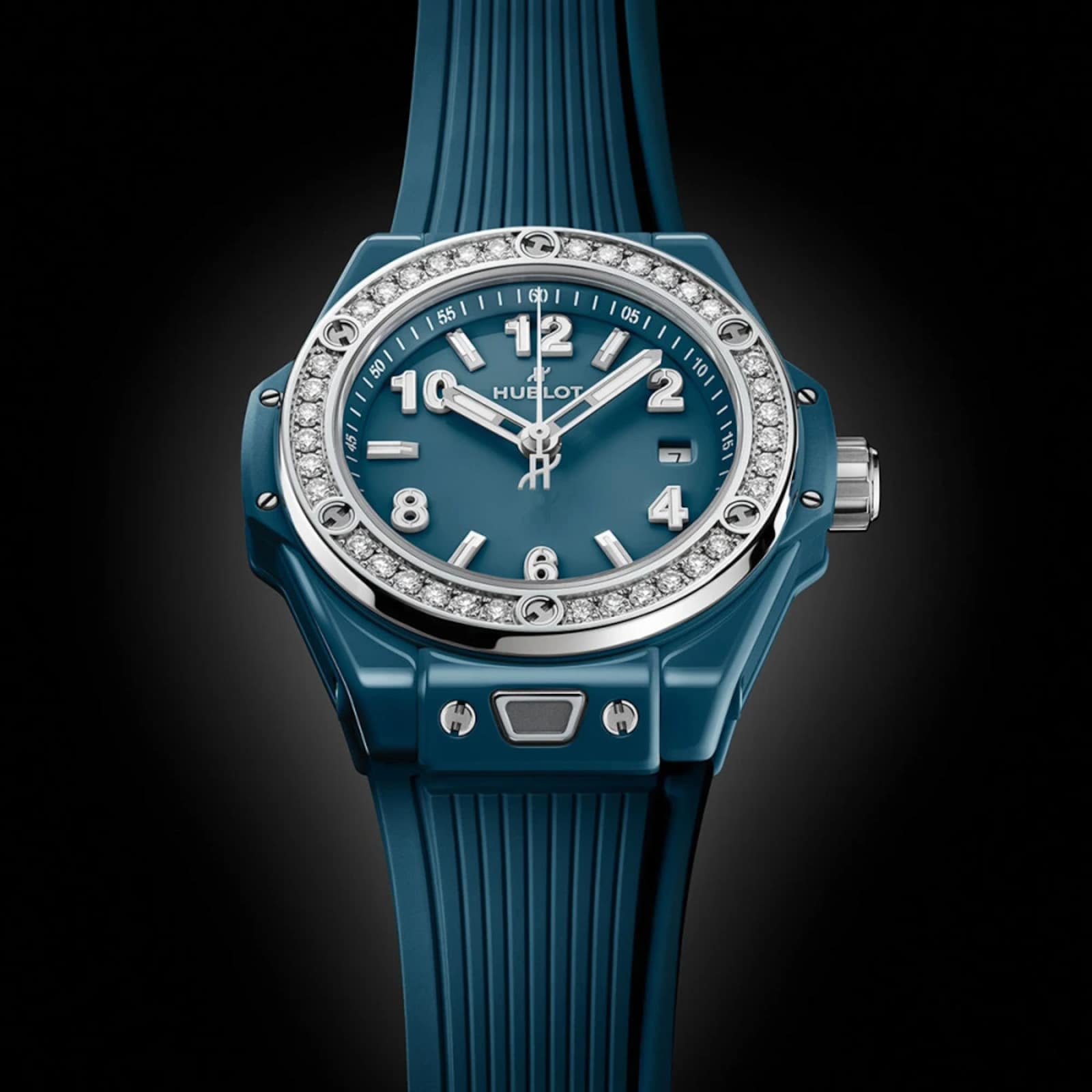 Hublot One Click Petrol Blue Ceramic Diamonds 33mm