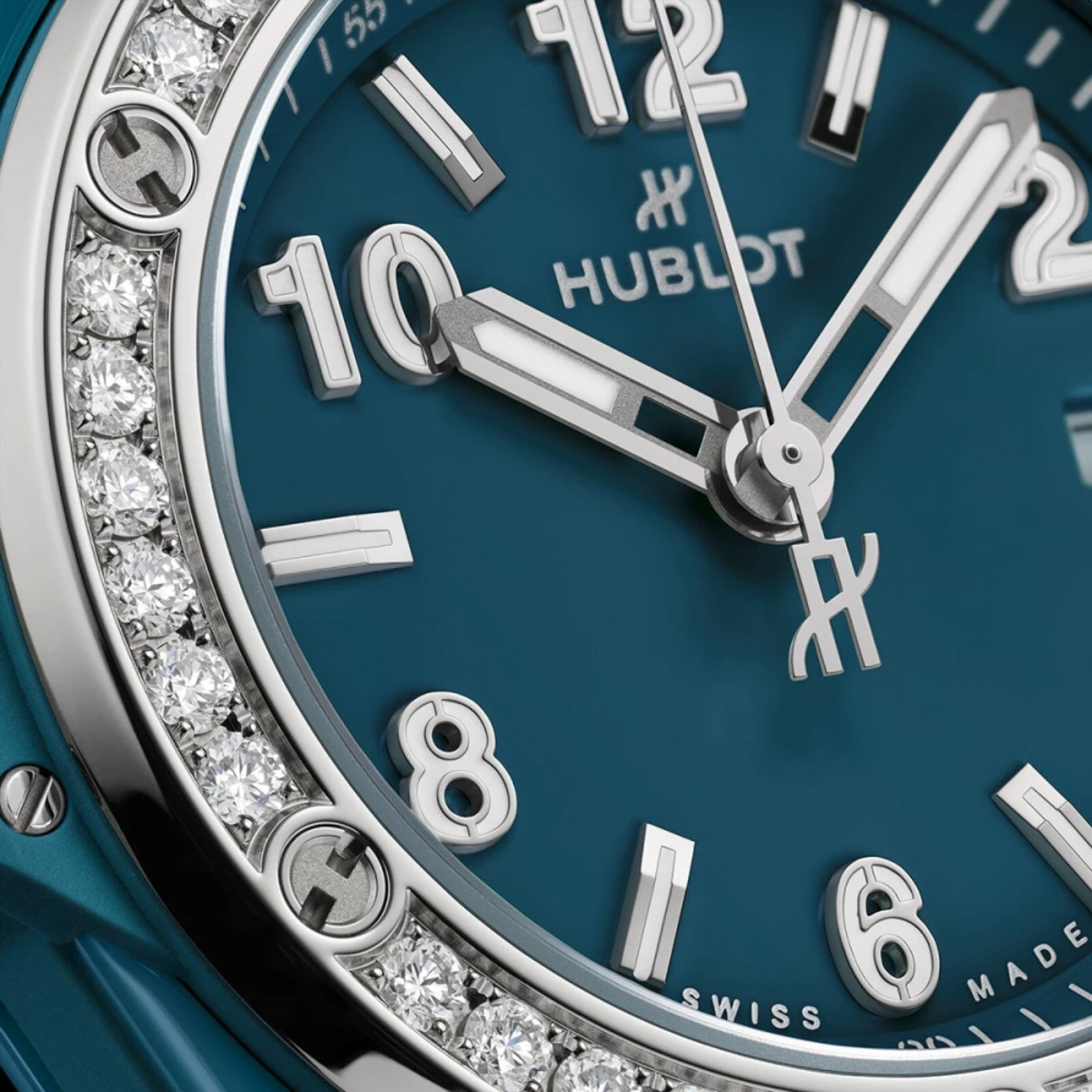 Hublot One Click Petrol Blue Ceramic Diamonds 33mm
