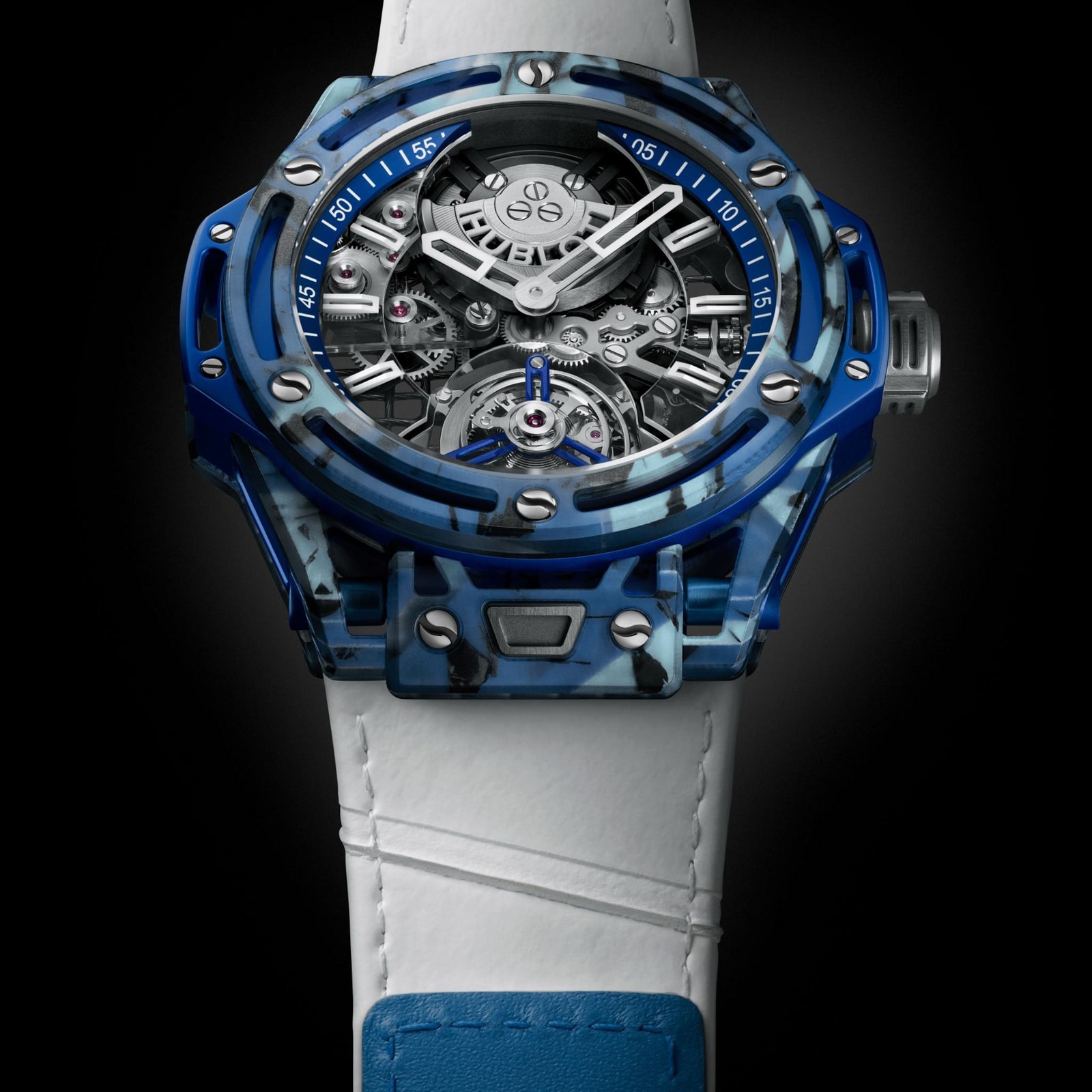 Hublot Big Bang Tourbillon Novak Djokovic Goat Edition 44mm Mens Watch Blue