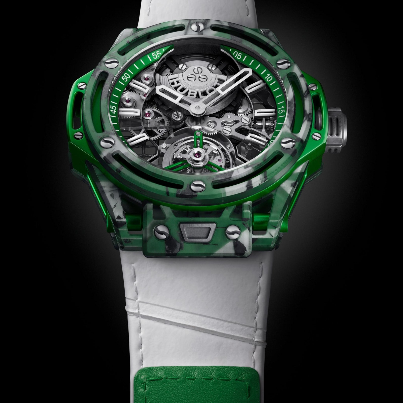 Hublot Big Bang Tourbillon Novak Djokovic Goat Edition 44mm Mens Watch Green