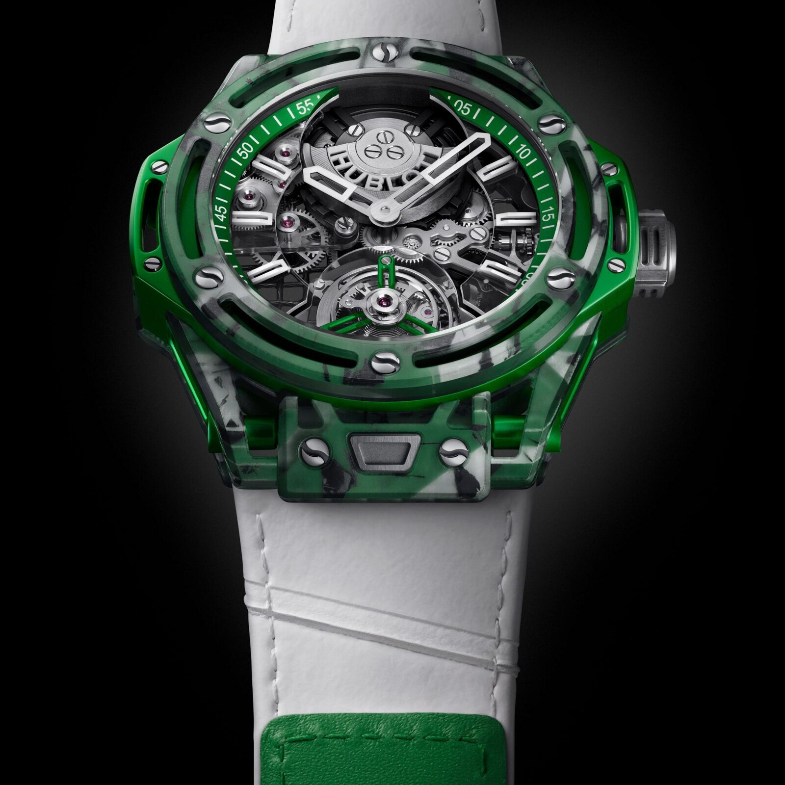 Hublot Big Bang Tourbillon Novak Djokovic Goat Edition 44mm Mens Watch Green