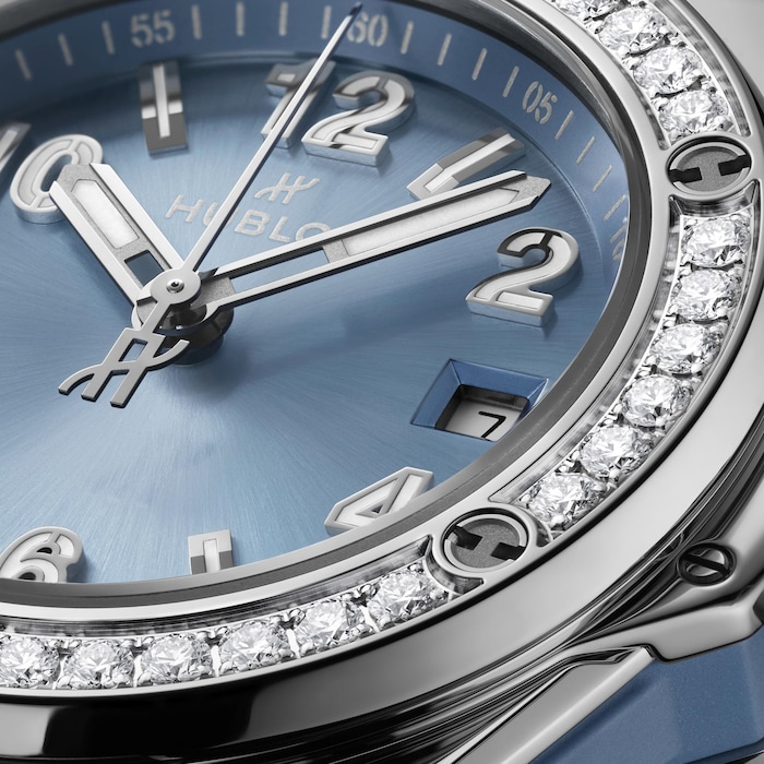 Hublot Big Bang One Click Steel 33mm Ladies Watch Coal Blue Diamonds