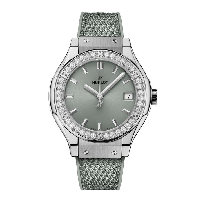 Hublot Classic Fusion Titanium Diamonds 33mm Ladies Watch Sage Green