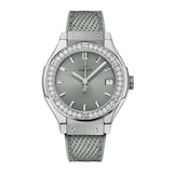 Hublot Classic Fusion Titanium Diamonds 33mm Ladies Watch Sage Green