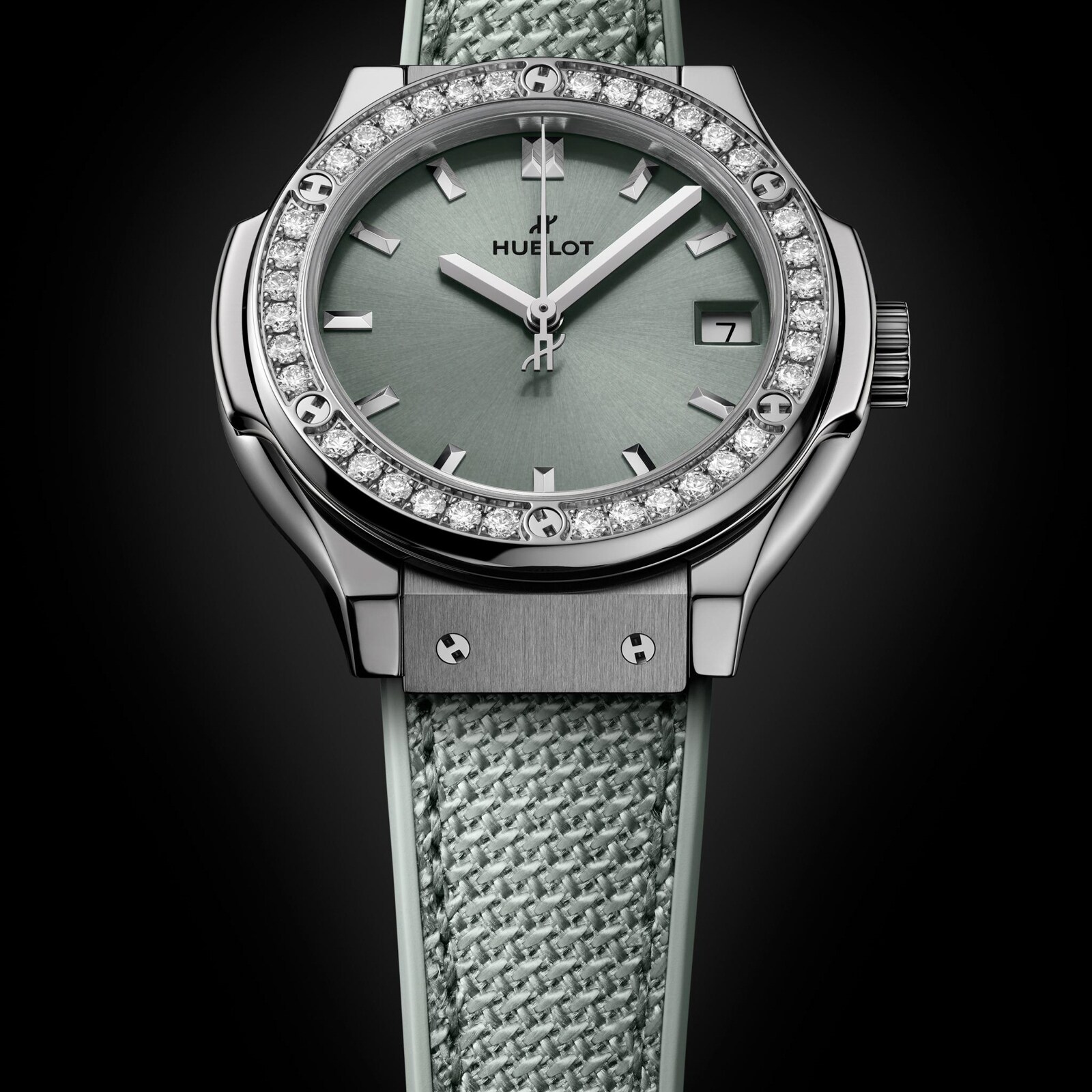 Hublot Classic Fusion Titanium Diamonds 33mm Ladies Watch Sage Green
