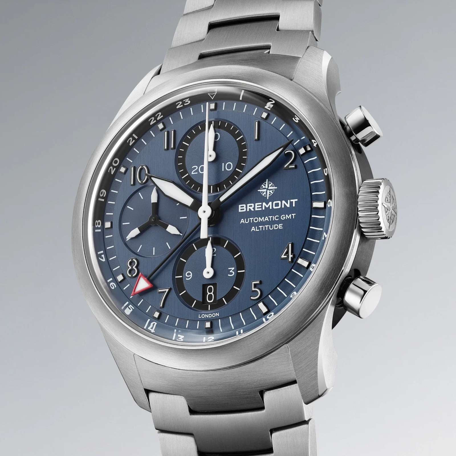 Bremont Altitude Chronograph GMT 42mm Mens Watch Blue Dial Stainless Steel Bracelet Bremont Altitude Chronograph GMT 42mm Mens Watch Blue Dial Stainless Steel Bracelet