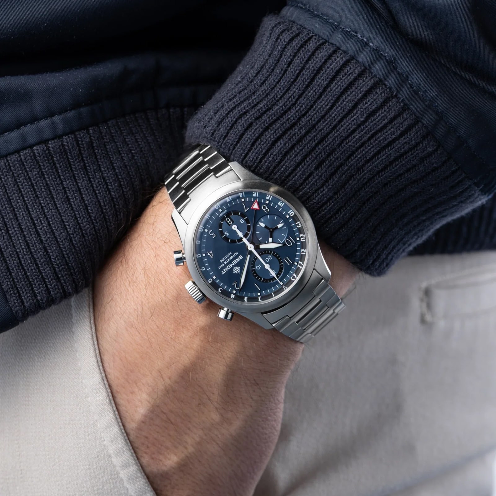 Bremont Altitude Chronograph GMT 42mm Mens Watch Blue Dial Stainless Steel Bracelet Bremont Altitude Chronograph GMT 42mm Mens Watch Blue Dial Stainless Steel Bracelet