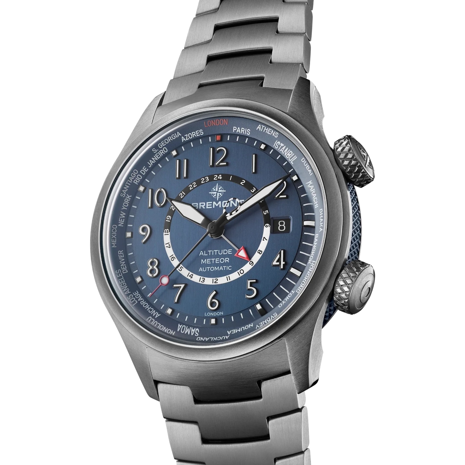 Bremont Altitude MB Meteor Time Zones 42mm Mens Watch Blue Dial Titanium Bracelet