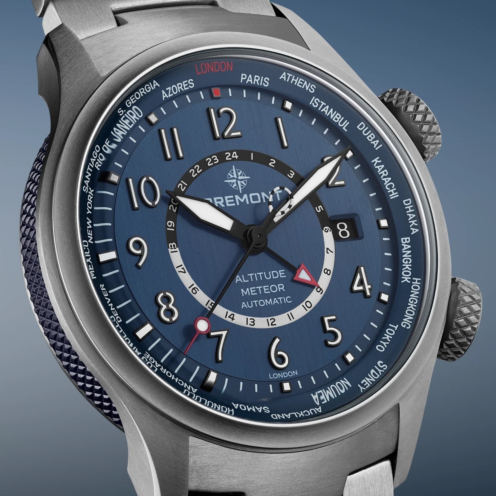 Bremont Altitude MB Meteor Time Zones 42mm Mens Watch Blue Dial Titanium Bracelet
